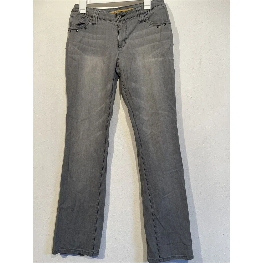 D’Mode Distressed Gray Denim Boot Cut Size 10 Jeans